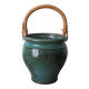 Ceramic pot with rattan handle