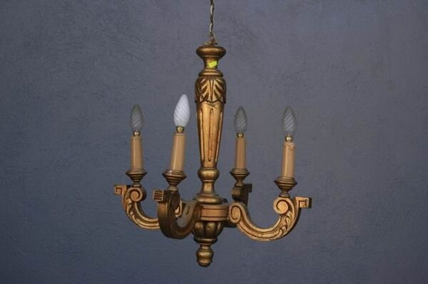 Lustre bois doré 4 lumières