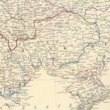 Antique Map of Ukraine and South Russia circa 1869 Keith Johnston Royal Atlas Hand coloured map