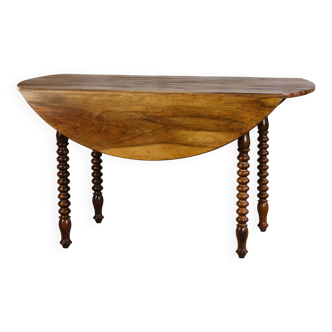 Table à rabats en bois tourné Louis Philippe