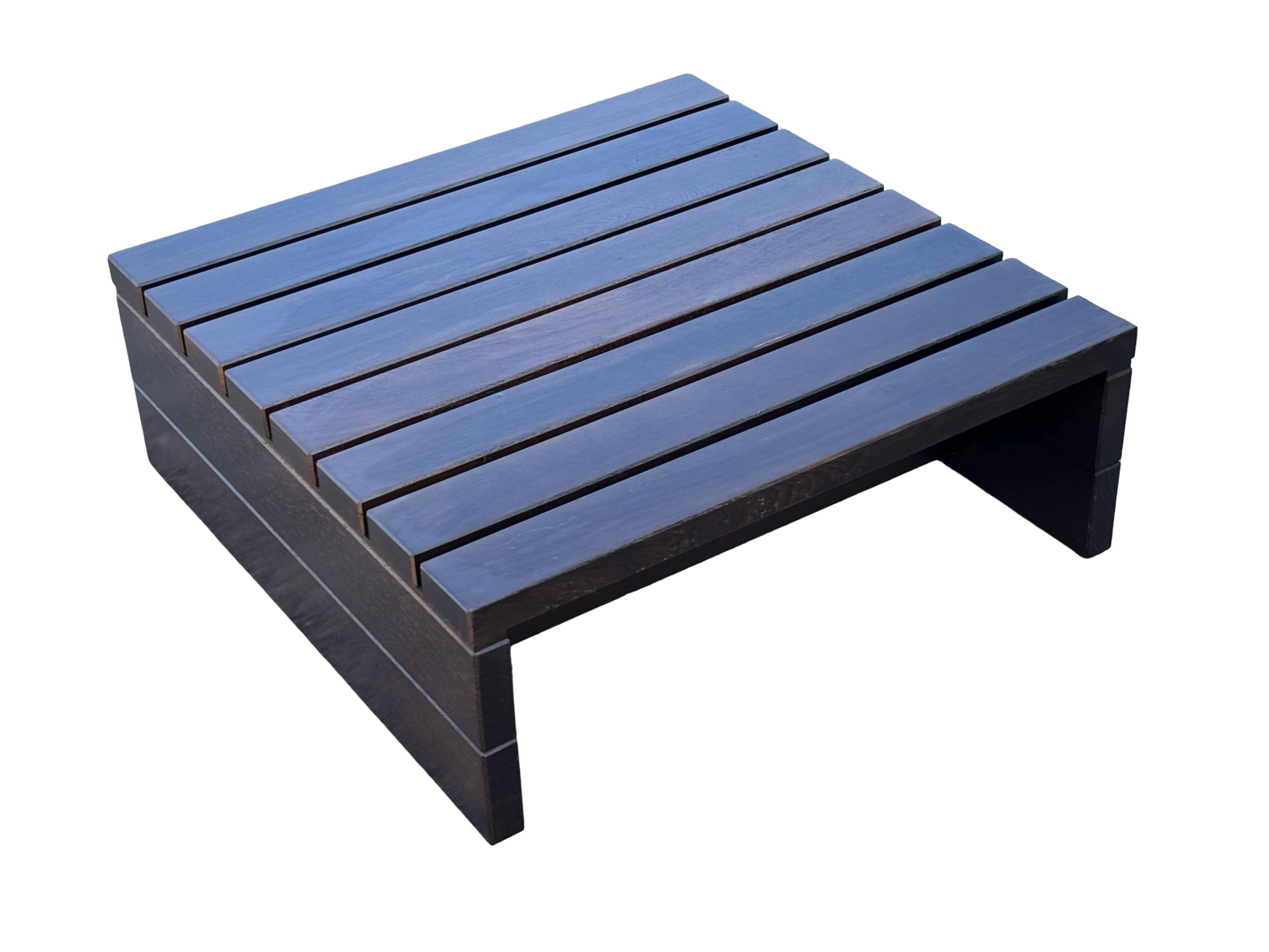 Vintage slatted coffee table design Wenge solid 70s minimalist