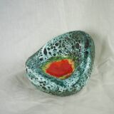 Lava and cyan foam enamel ashtray - Fat lava ceramic - 60s - 70s