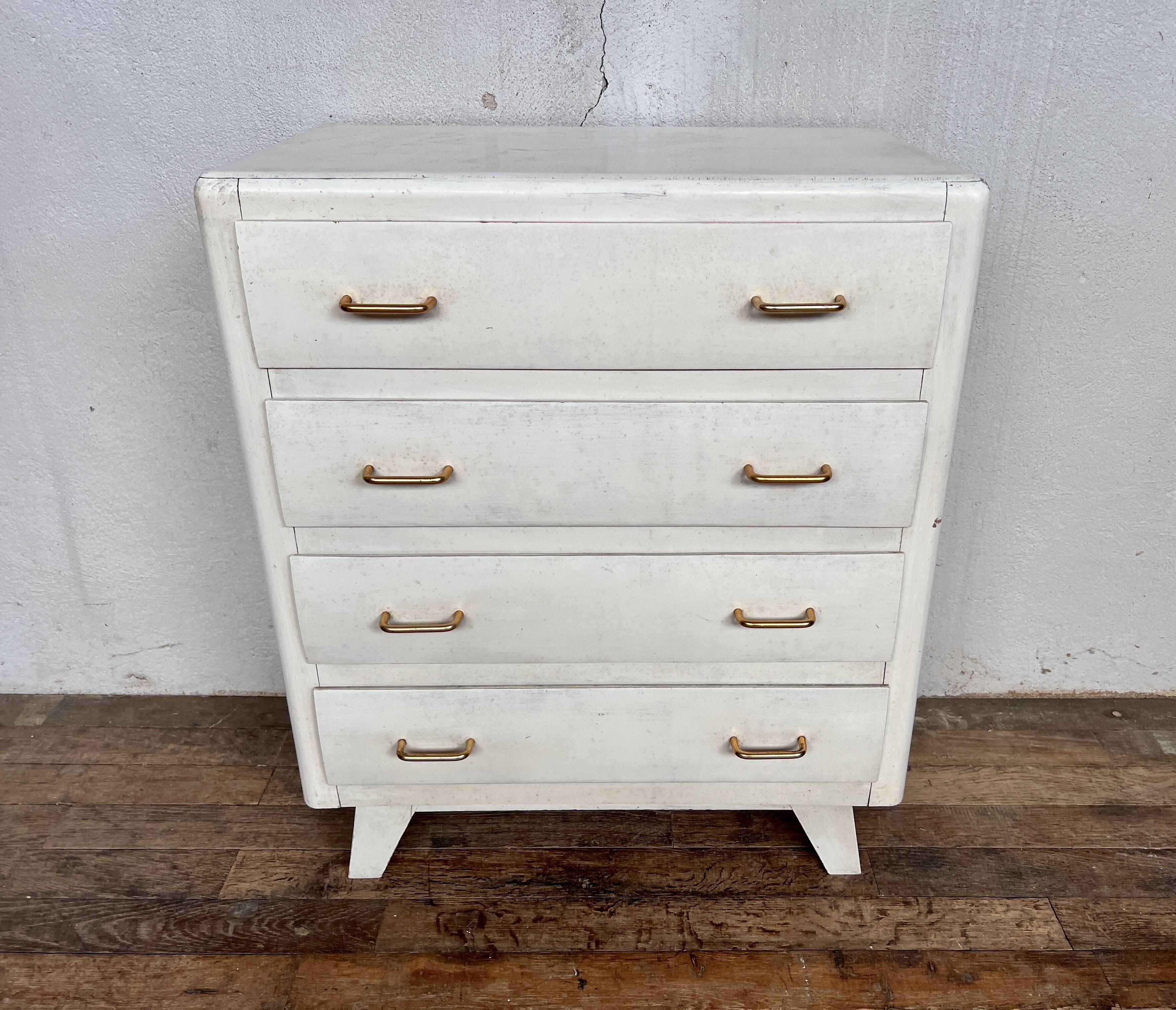Vintage white chest of drawers feet compass 1960