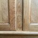 Solid raw oak school glass cabinet 1950