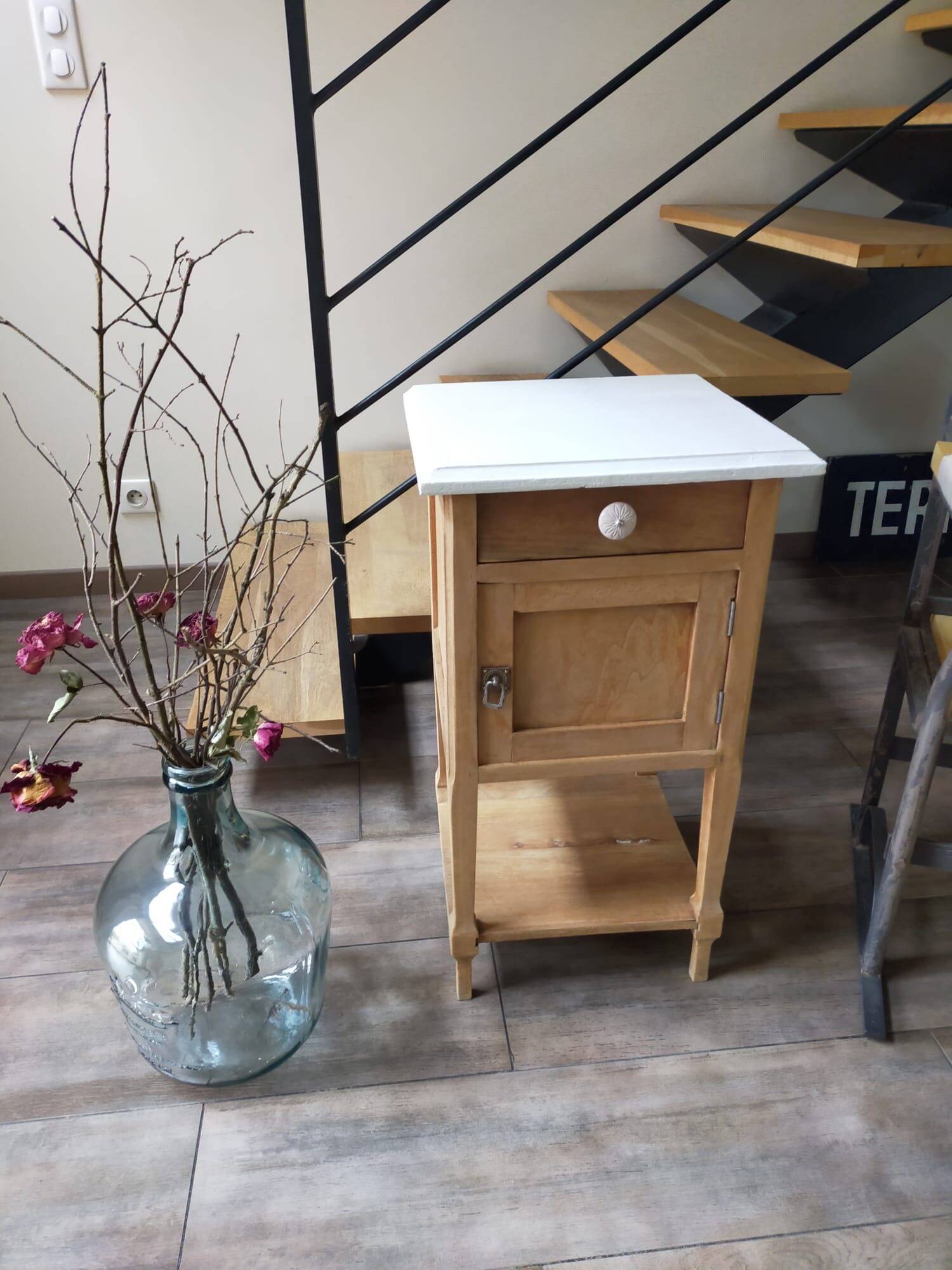 Solid wood bedside table