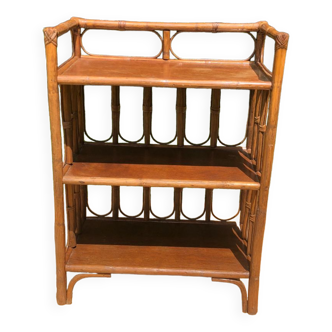 Rattan bookcase shelf.