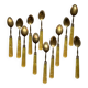 Set of 12 small bakelite and brass dessert spoons vintage tableware ACC-7079