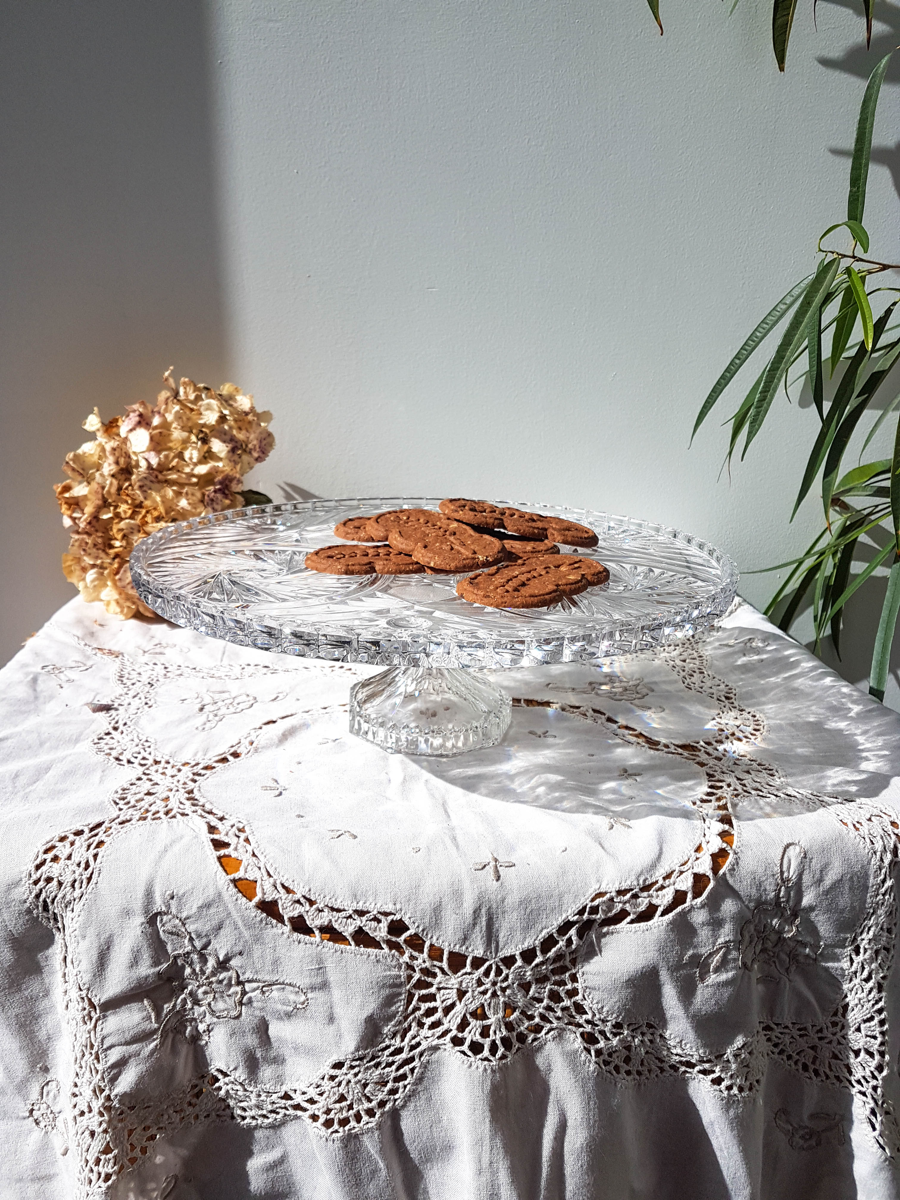 Vintage Crystal Pie Dish - Cut Crystal Serving Plate - Gateway - Centre d