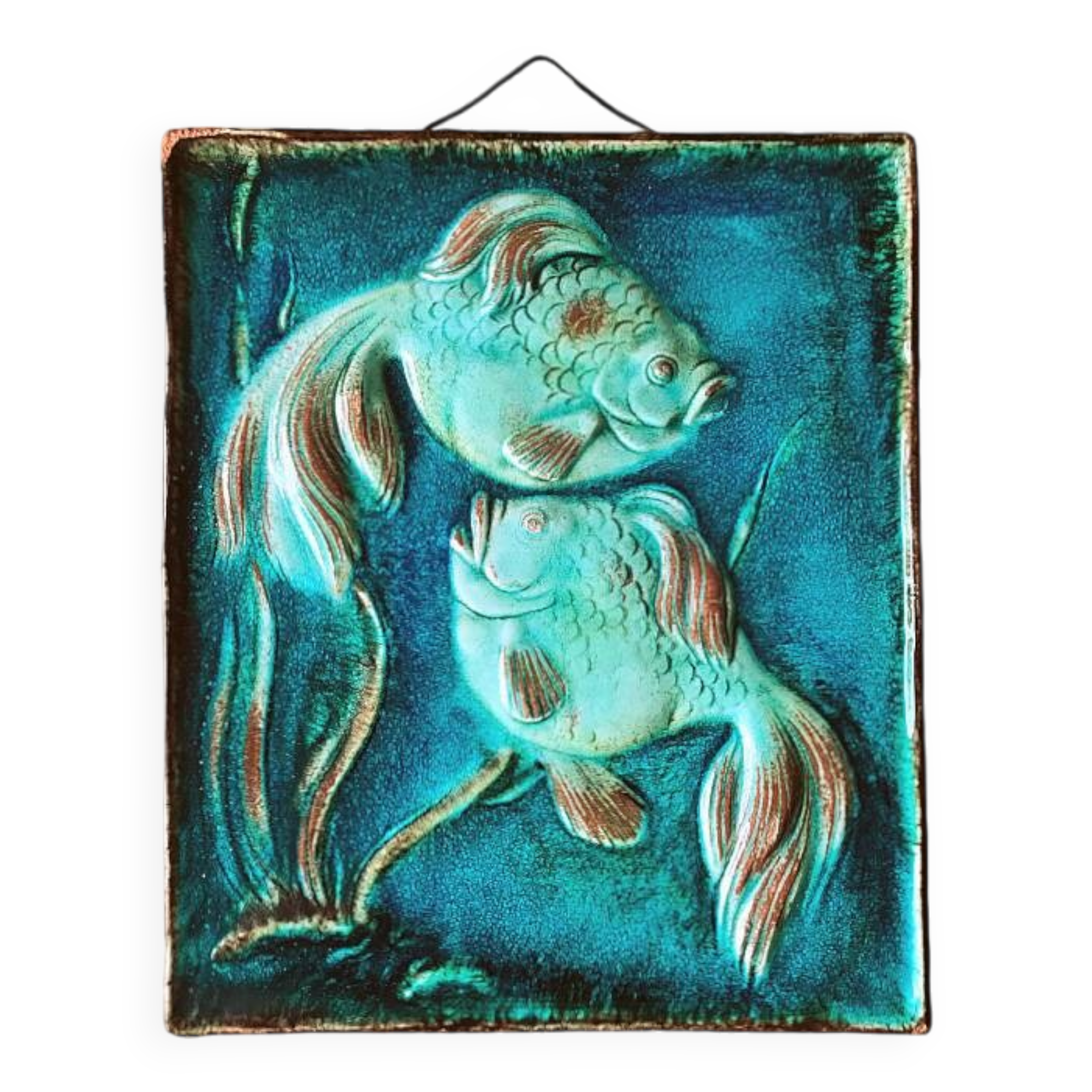 Wall plaque in glossy ceramic 1930, Gustav HEINKEL (1907-1945), Majolica from KARLSRUHE