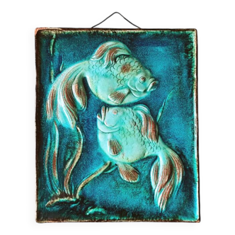 Wall plaque in glossy ceramic 1930, Gustav HEINKEL (1907-1945), Majolica from KARLSRUHE