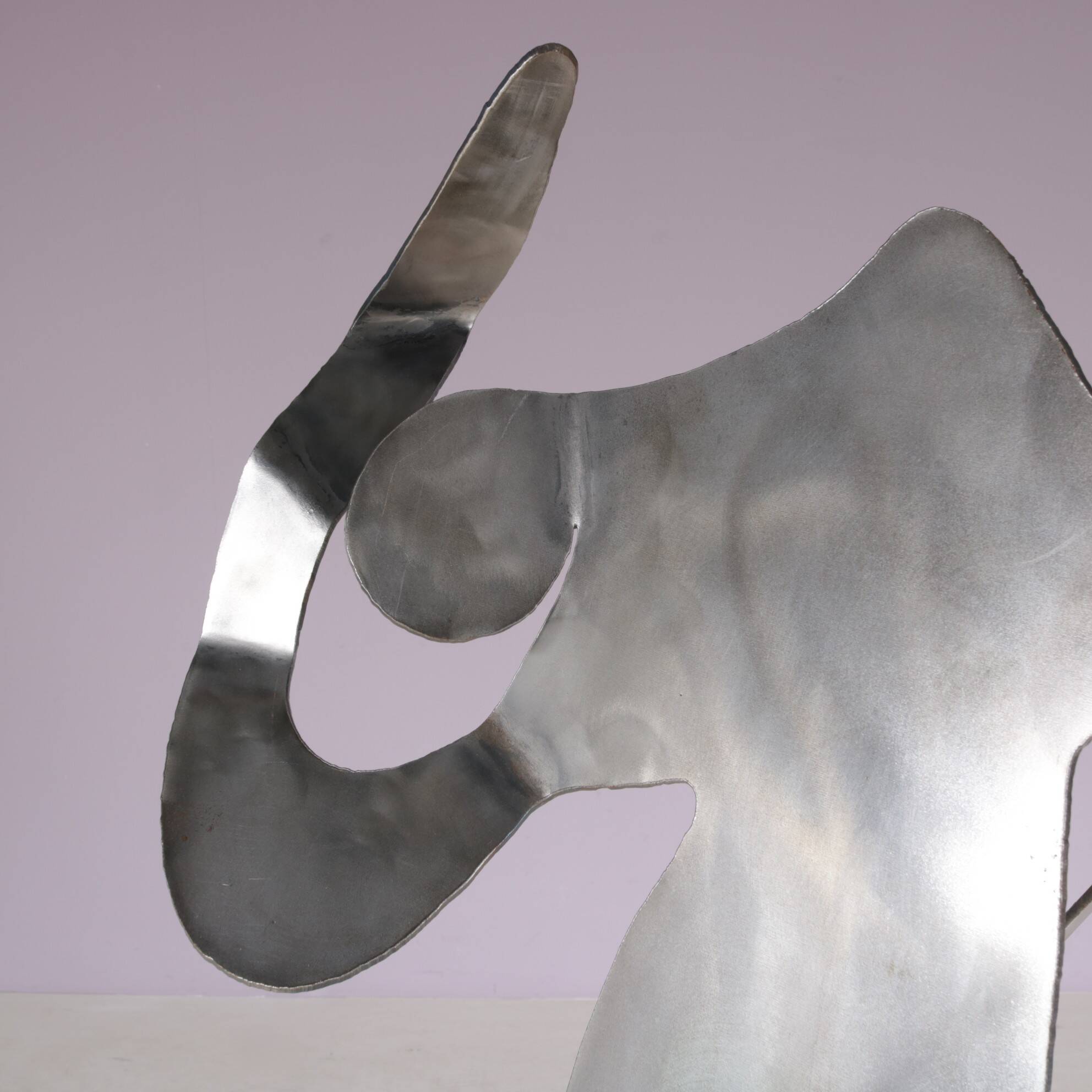 1990s abstract metal sculpture named: mensch mit mensch Guido Hafner German