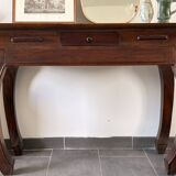 Solid wood console in colonial style – curved legs – drawer – 100x40x81cm