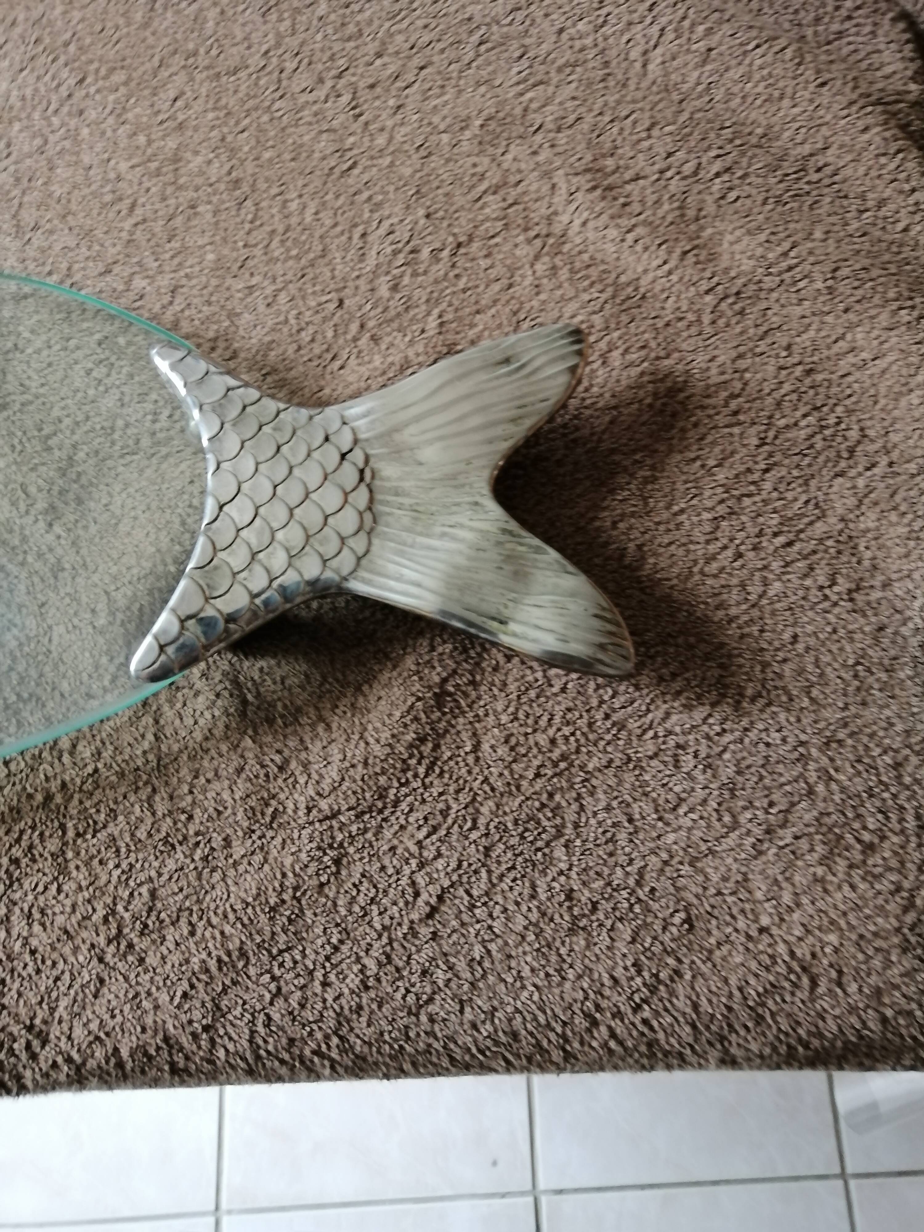 Serving plate for salmon fish dish silver plate and thick glass tray