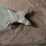 Serving plate for salmon fish dish silver plate and thick glass tray