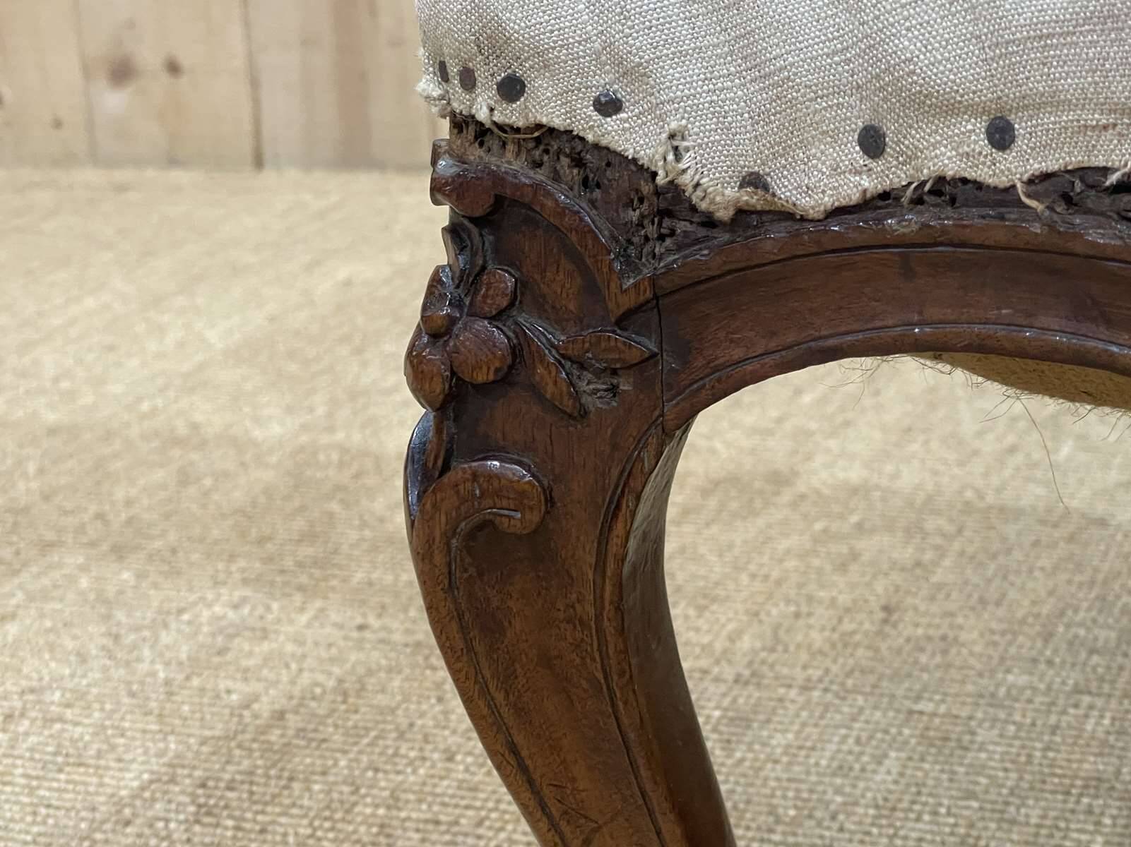 Regency period armchair in 18th century walnut to be reupholstered