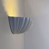 Paire d'appliques vintage coquillage, blanc mat, France 1970