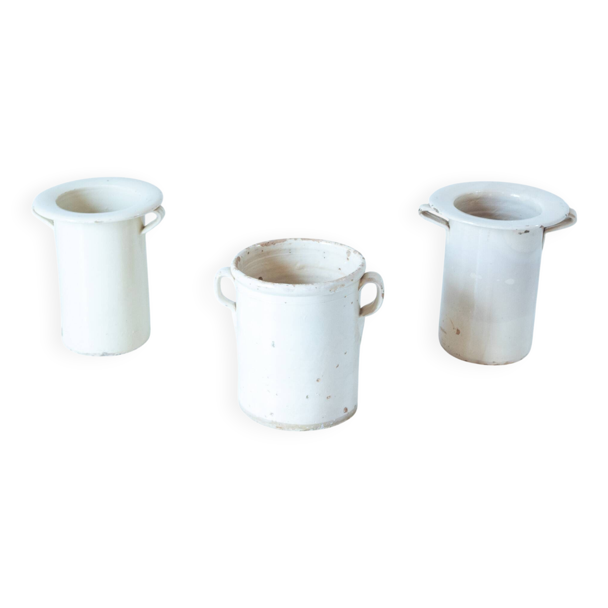 Antique Handmade Ceramic Vases, Set of Three, Italy 1900 circa