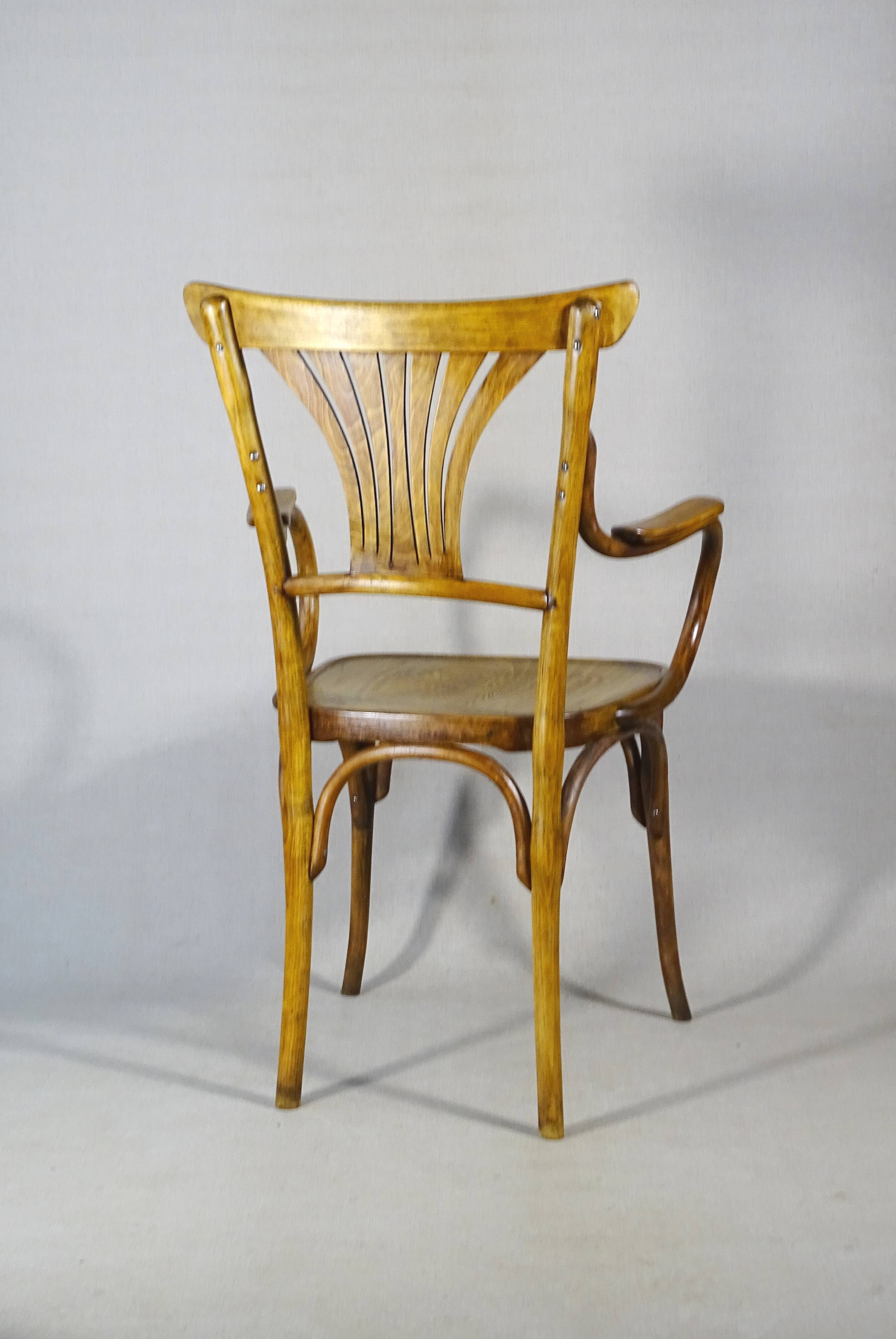 KOHN armchair N°196, circa 1905, bistro wood seat