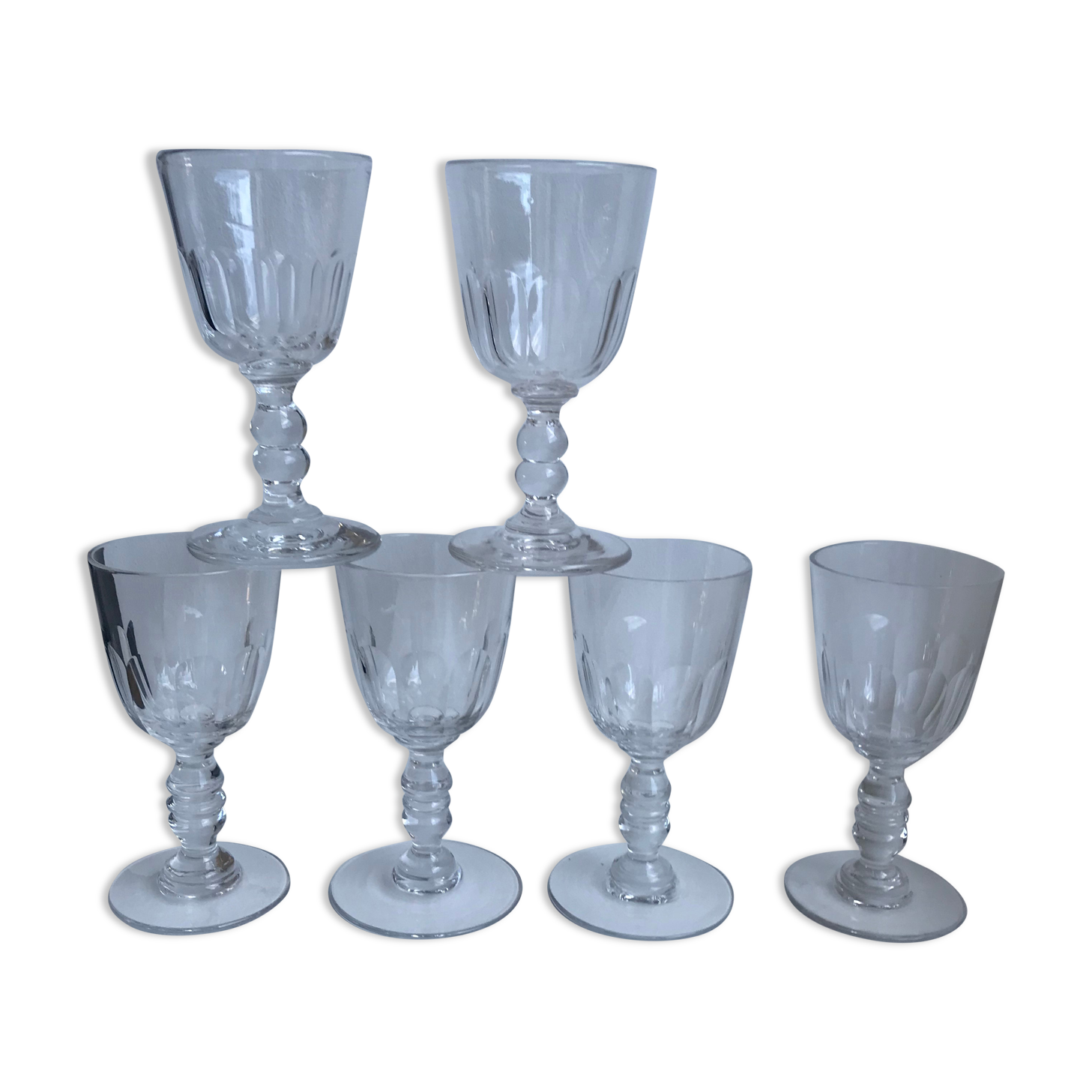 Set of 6 molded glass wine glasses, 20-30s