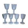 Lot de 6 verres à vin en verre moulé, années 20-30