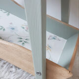 Travailleuse en bois relookée boite à couture porte-plantes , vintage , années 50, pieds compas