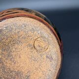 Signed black and red glazed stoneware pitcher, French artisanal ceramics