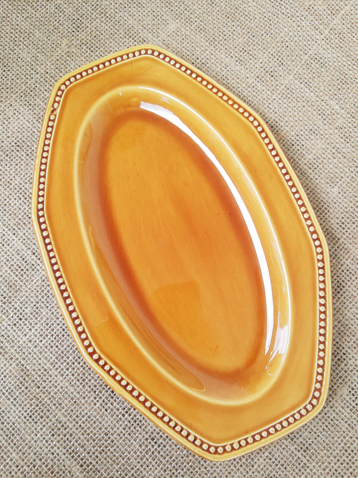 Ravier - plat Longchamp France moutarde - vintage