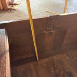 Antique rustic oak chest with original hardware and molded panels