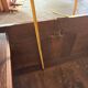 Antique rustic oak chest with original hardware and molded panels