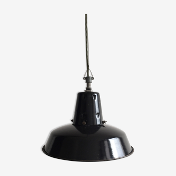 Black enamelled industrial lamp