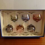 6 colored semi-crystal wine glasses Vannes le Châtel in a box