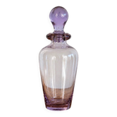 Flacon vintage en verre mauve et transparent – Bouchon boule – 21 cm