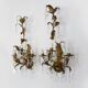 Large (70 cm - 27.55") pair of 3-arm foliage wall sconces