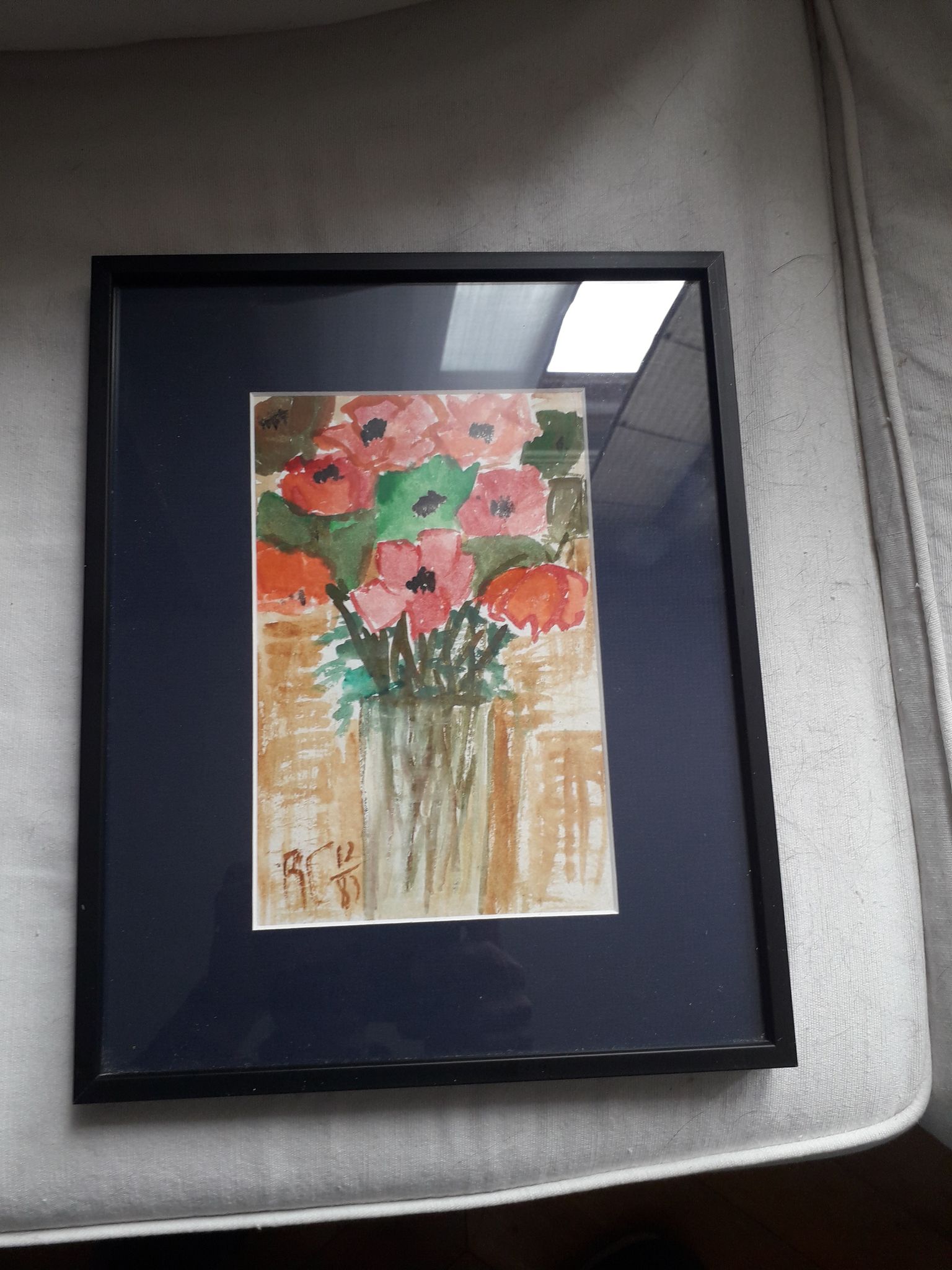 Old painting representing a bouquet of flowers