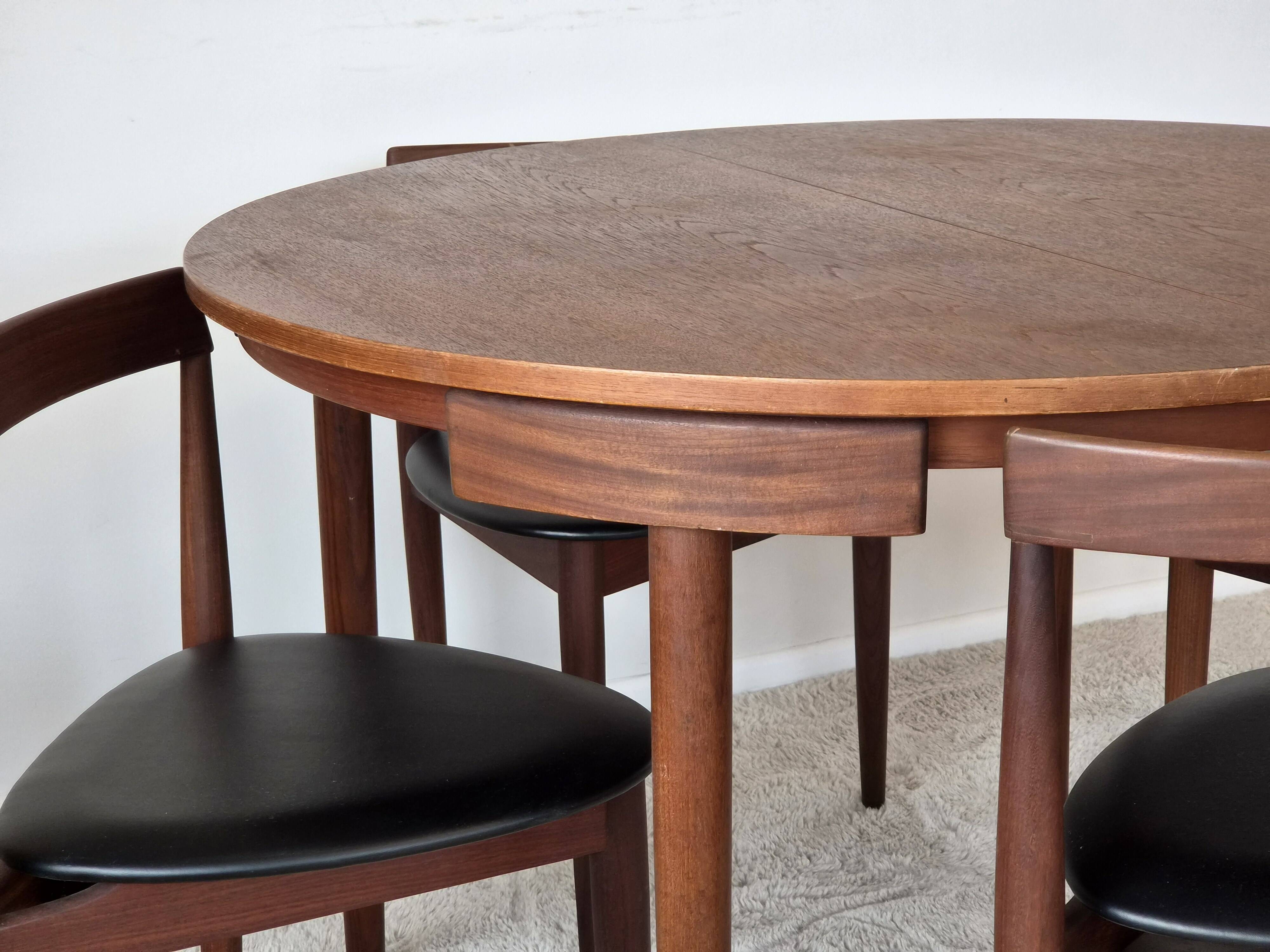 Roundette Teak Extendable Dining Set by Hans Olsen for Frem Røjle, Denmark