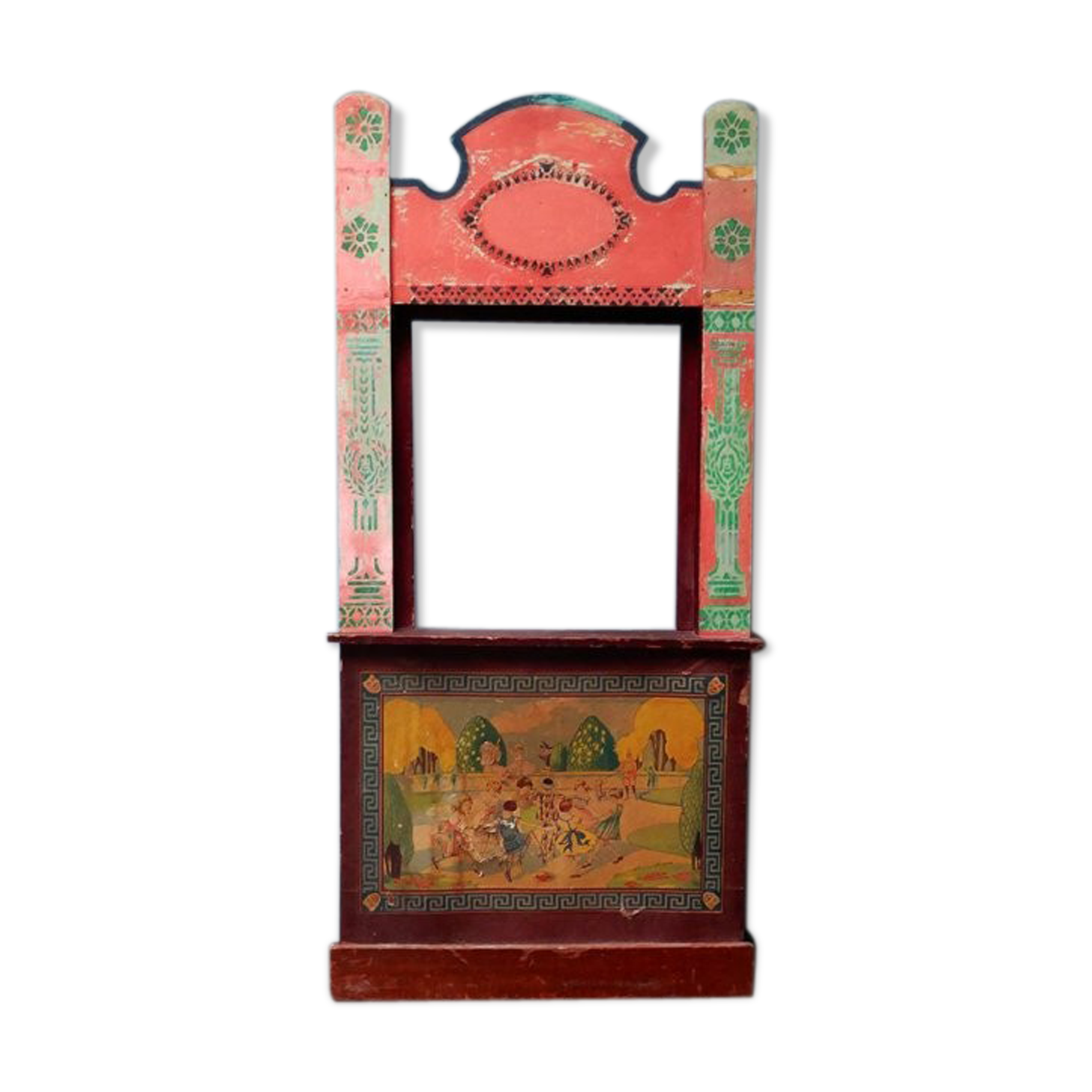 Théâtre de marionnettes ancien bois et papier