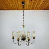 Vintage Murano glass chandelier in amber by De Majo, Italy, 1970s.