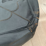 Moroccan vintage leather square pouf