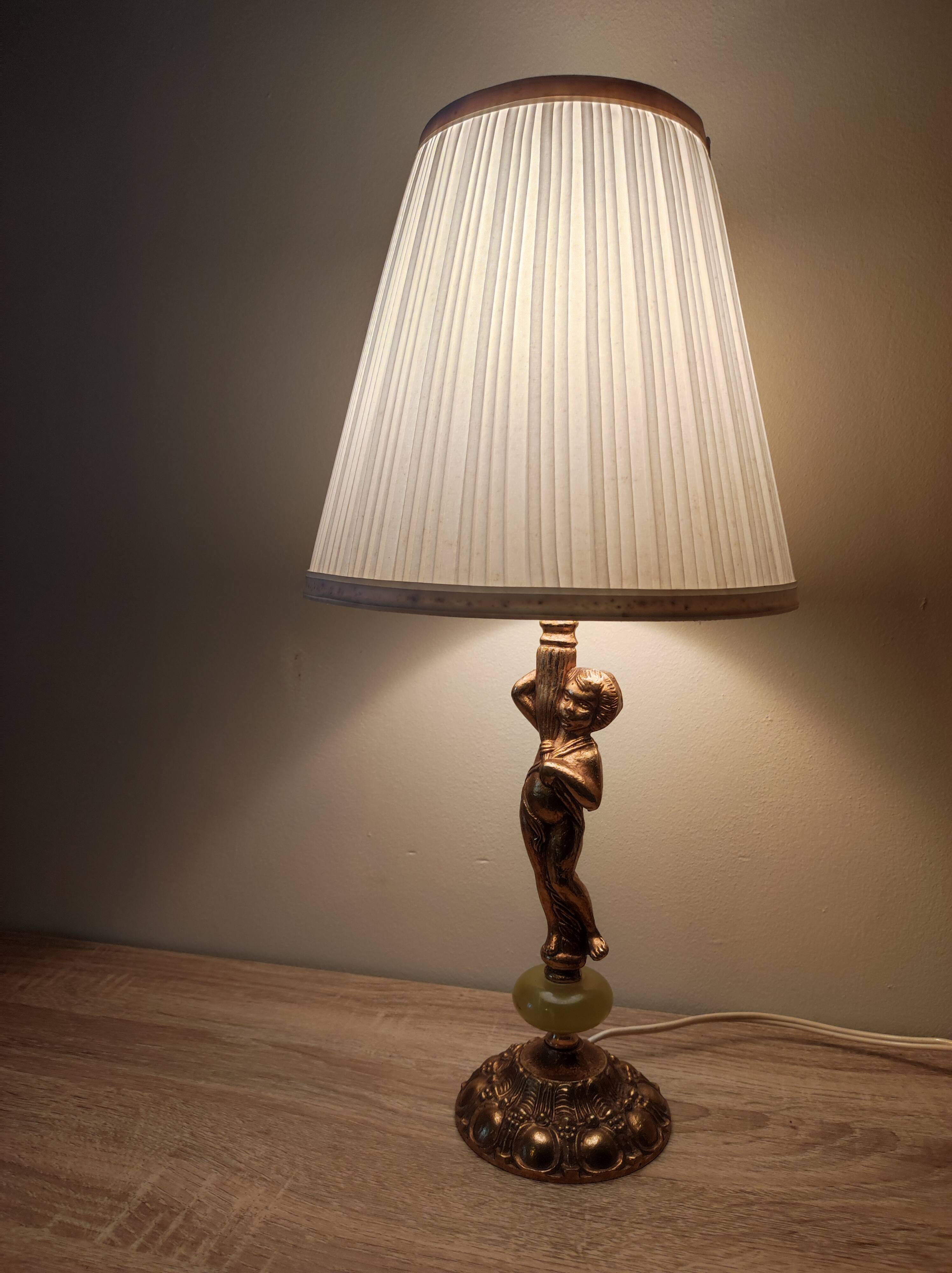 Lamp foot bronze angel cherub
