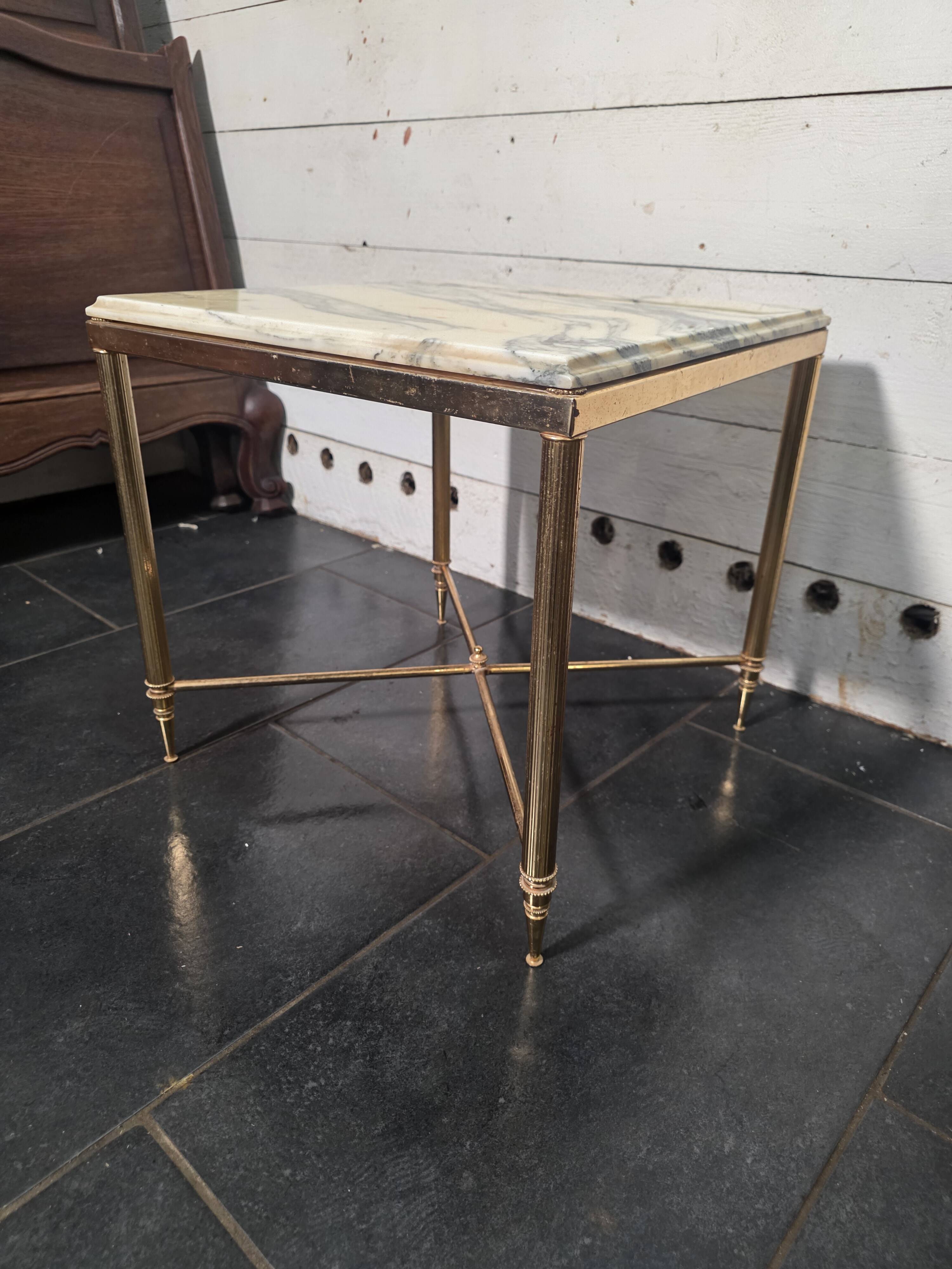 1960s brass and marble side table