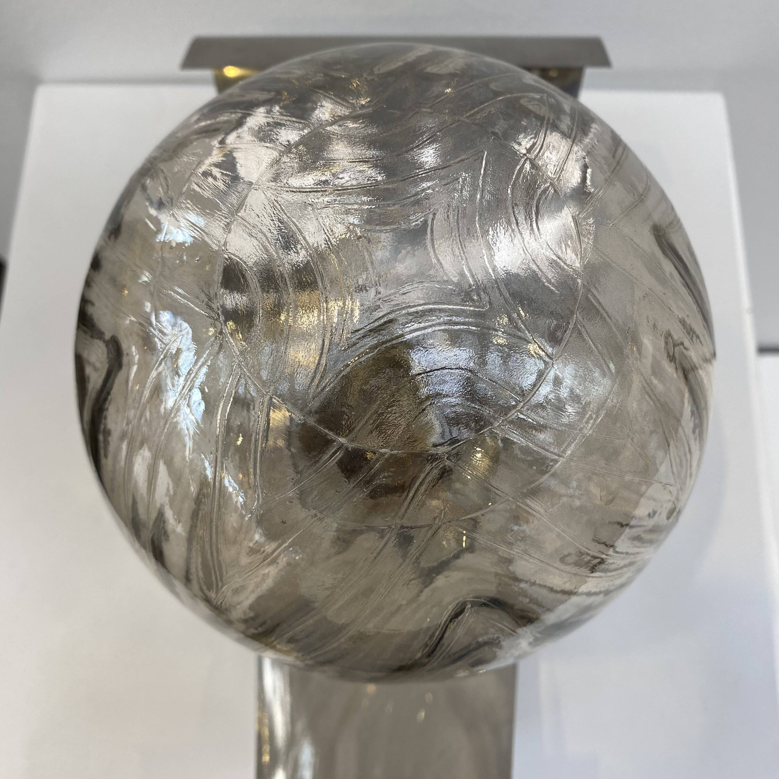 70s chrome and smoked glass wall light