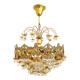 Exceptional vintage chandelier in Murano style crystal, orange, brass.