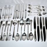 Ercuis trianon silver-plated cutlery set – 42-piece tableware with crossed ribbon design
