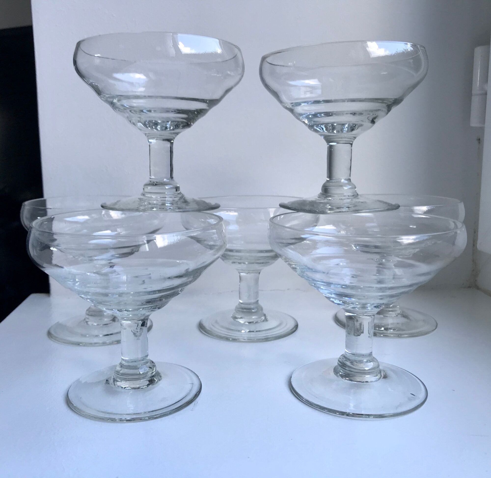 Set of 7 crystal champagne glasses 50s-60s