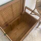 Vintage rattan bench chest