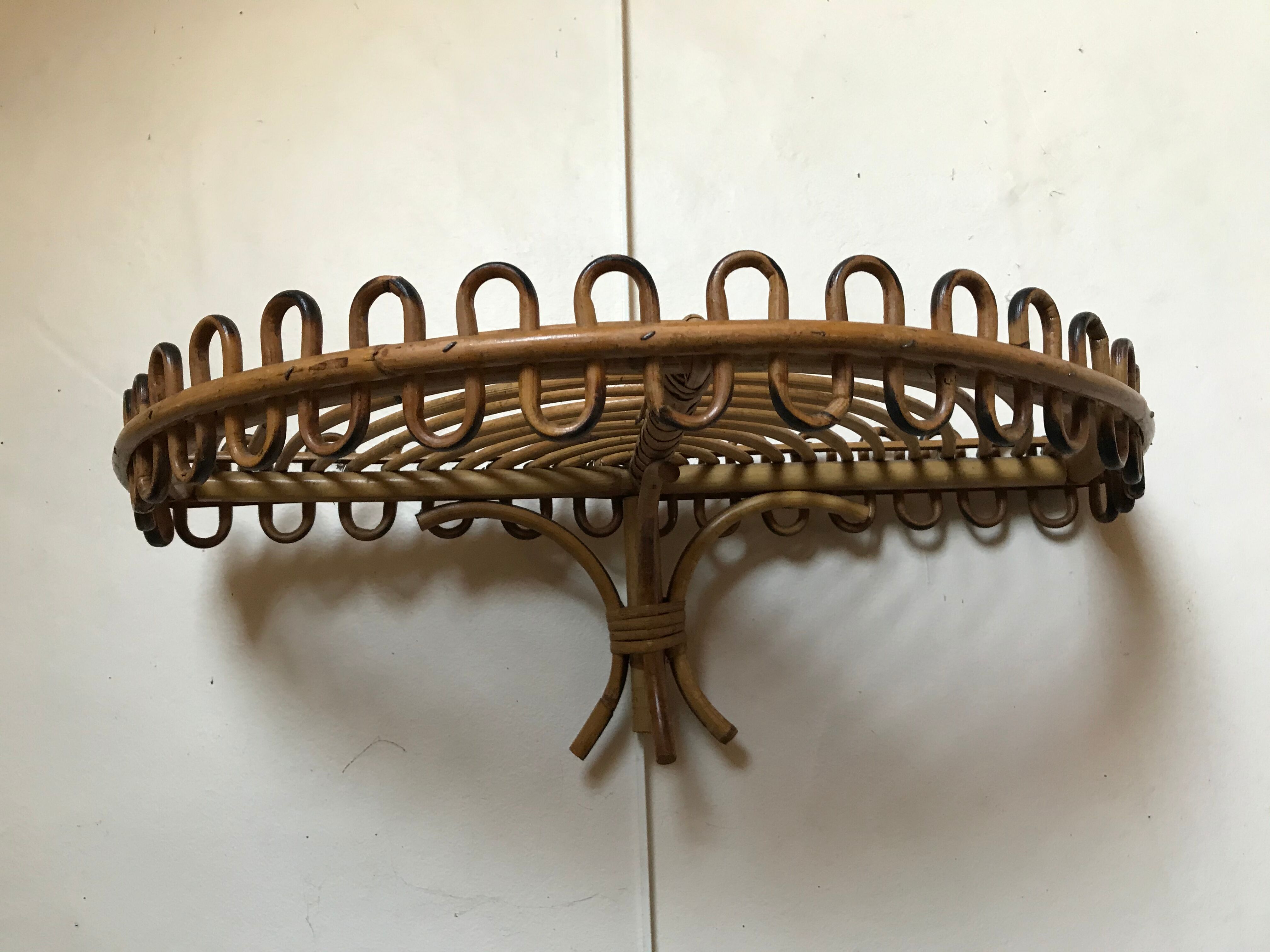 Rattan wall shelf
