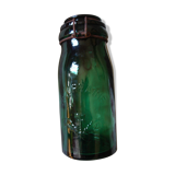 Jar lorraine green glass with lid