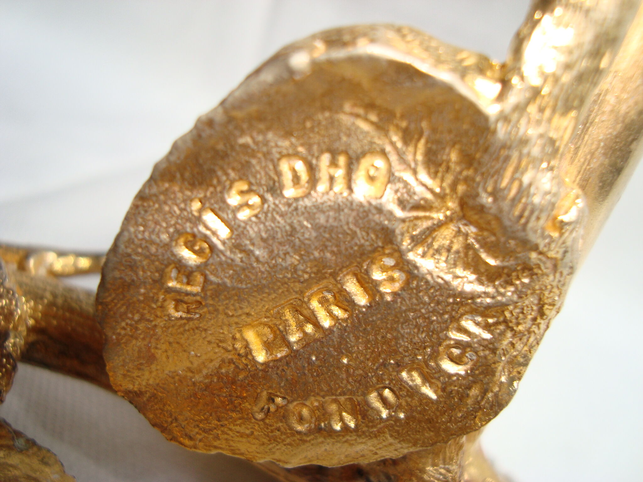 Lamp foot Régis Dho Fondica bronze gilded bird foliage insects