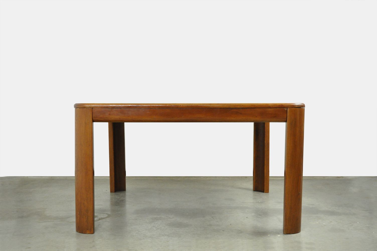 Vintage dining table set with plywood chairs and wooden table with slate inlay, 70s
