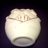 1930s-1940s vase in green opaline with floral decoration